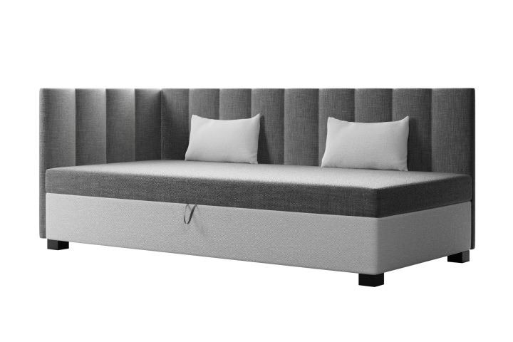 AMK Meble Paula 90 – čalúnená posteľ s plochou na spanie 90 × 195 cm, sivá