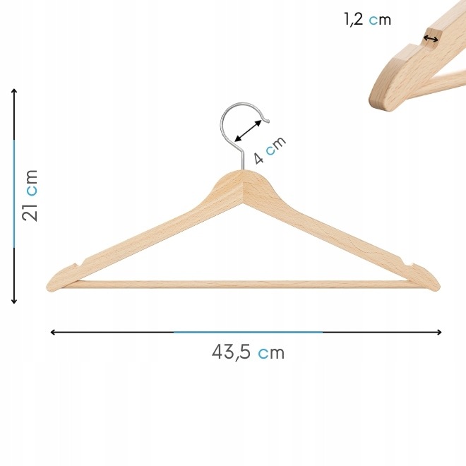 Drevené vešiaky Ogivo 43 cm s otočným háčikom