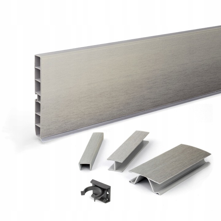 Soklová lišta pod kuchynské skrinky v odtieni inox, 150 × 10 cm