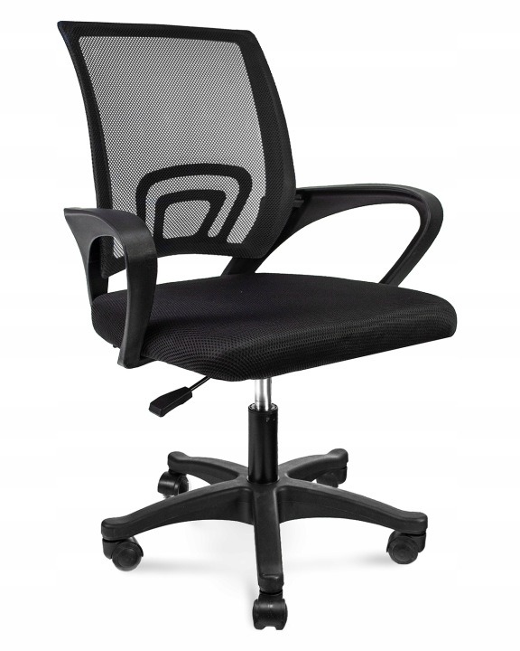 Jumi SMART CM-332966 – čierna otočná stolička, výška sedu 33–43 cm. Čierna otočná stolička s podrúčkami a kolieskami poskytne nastaviteľné sedenie pri stole. Výšku sedadla zvolíte v rozsahu 33–43 cm a sedacia plocha meria 48 × 49 cm. Pri práci alebo čítan