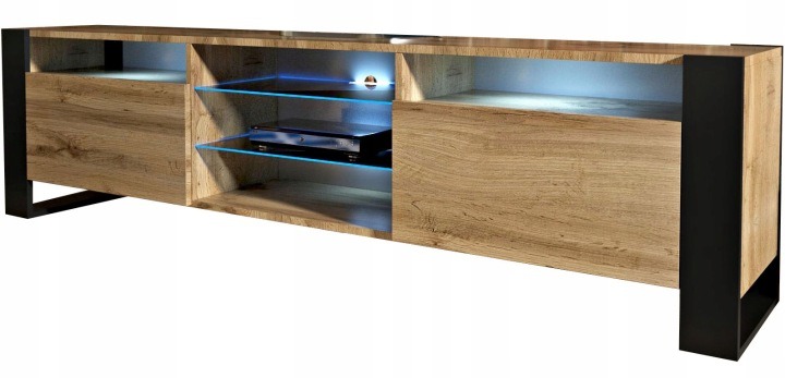 Fargo LOFT A – skrinka pod televízor 200 cm, dub Wotan, verzia LED
