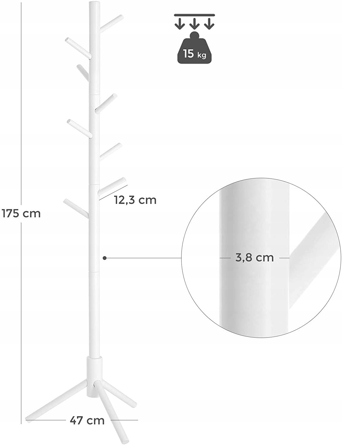 Drevený vešiak Songmics RCR04WT s ôsmimi háčikmi