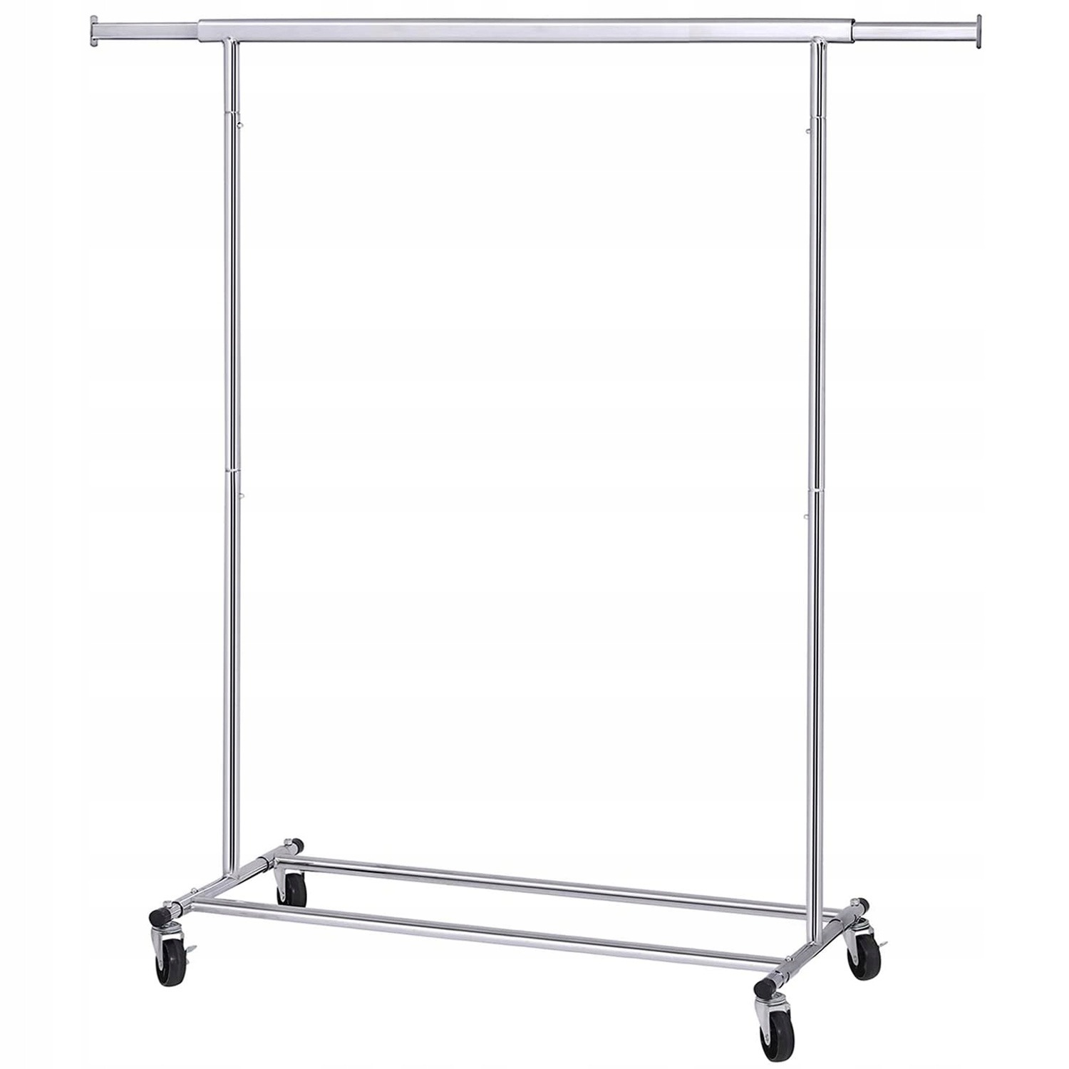 Songmics HSR13S strieborný vešiak na oblečenie 160 cm. Strieborný vešiak Songmics HSR13S má kovový rám, závesnú tyč s nastaviteľnou šírkou a dve spodné priečky na odloženie obuvi či drobností.