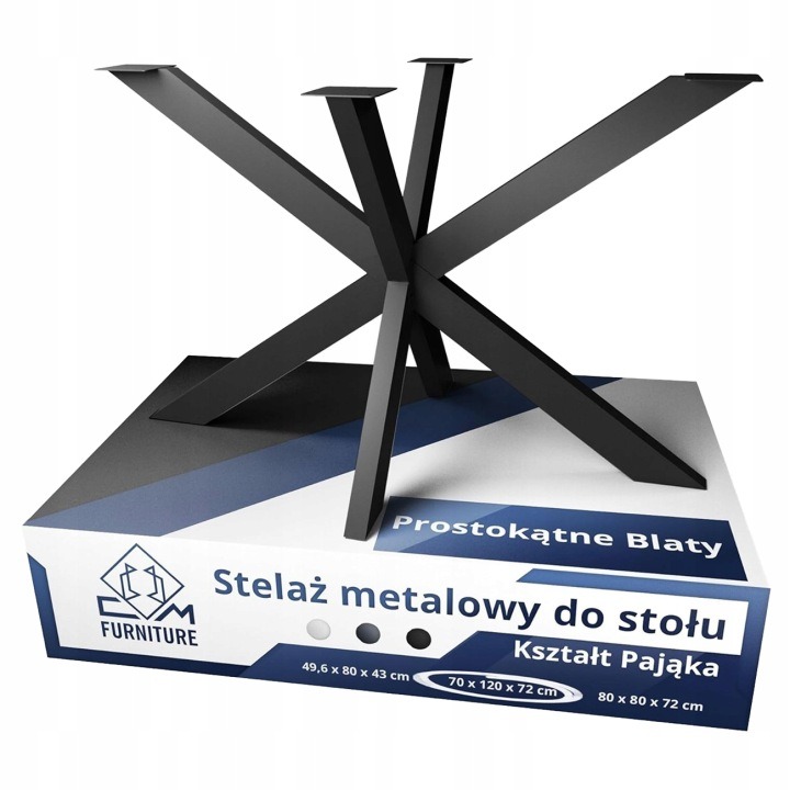 CM-Furniture STX2S – čierna stolová podstava pavúk 120 × 70 × 72 cm