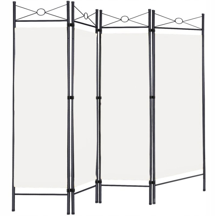 Wideshop ART-259 – štvordielny krémový paraván 163 × 180 cm
