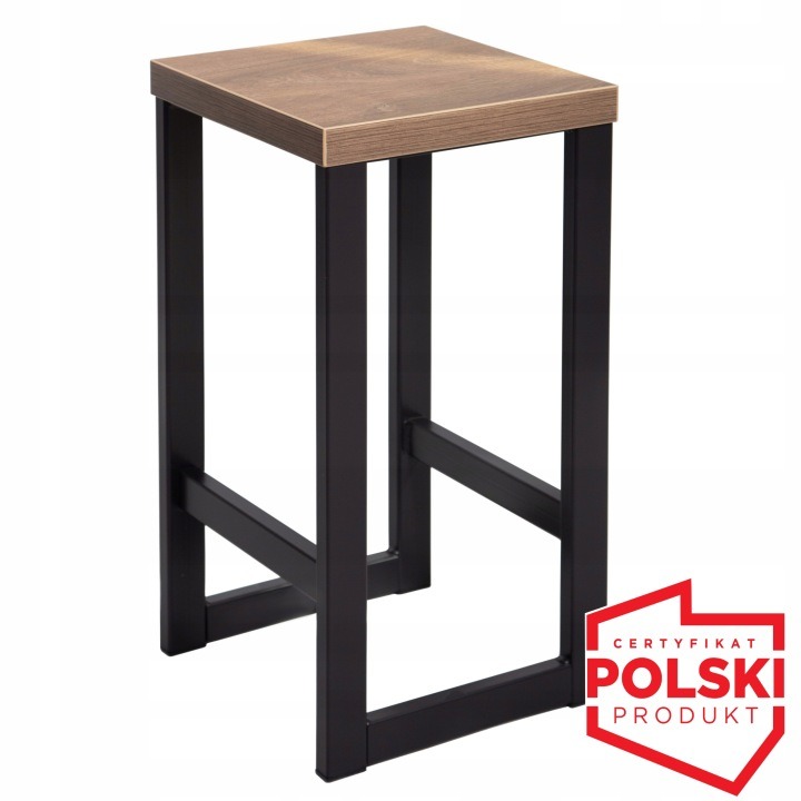 Mados H60/PRG kovová barová stolička 60 cm, sedadlo v dekore dreva