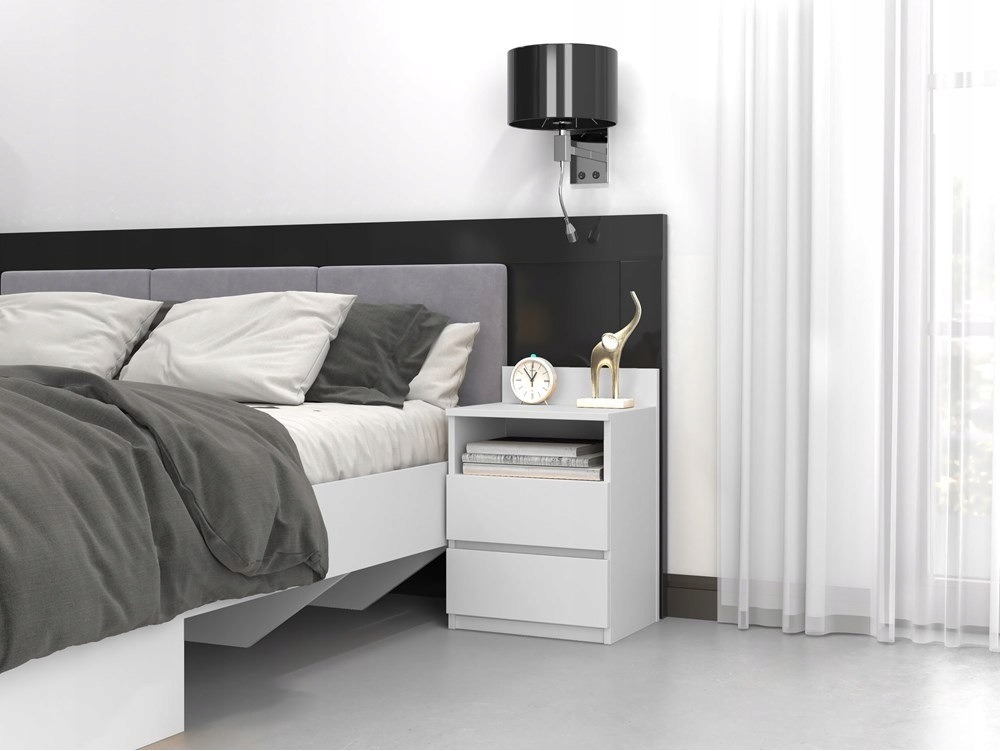 Biely nočný stolík MALWA M1 s 2 zásuvkami | TopEshop
