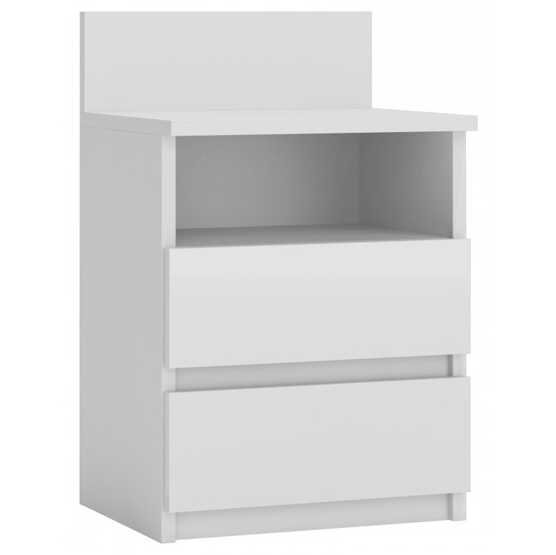 Nočný stolík TopEshop MALWA M1, biely matný, 2 zásuvky