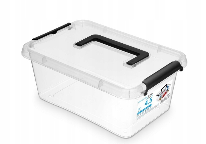 Priehľadný úložný box Orplast 4,5 l s vekom a rukoväťou