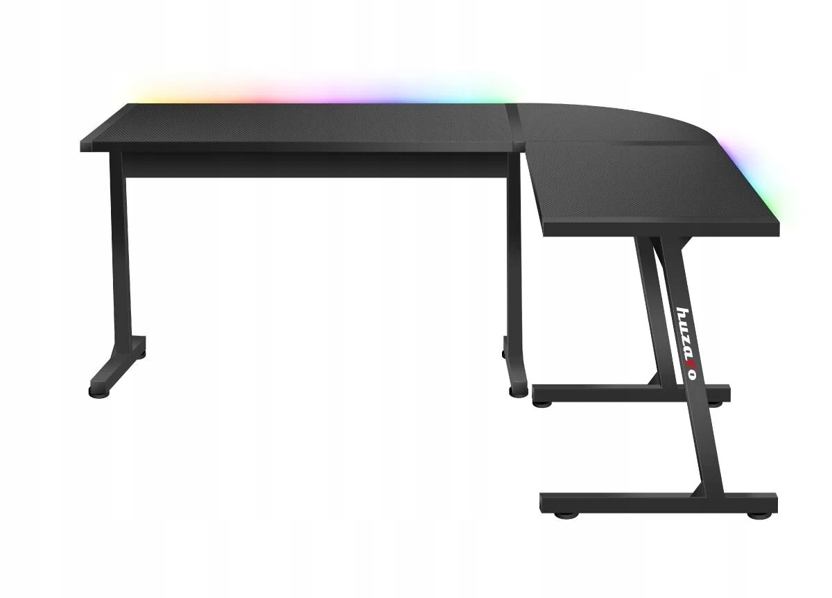 Čierny rohový stôl Huzaro Hero 6.0 s osvetlením RGB