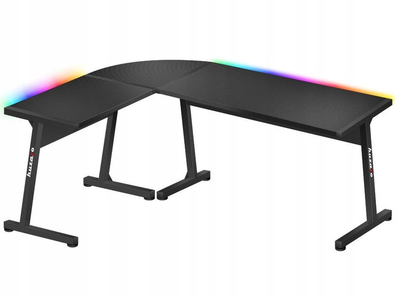 Rohový herný stôl Huzaro Hero 6.0 RGB, čierny