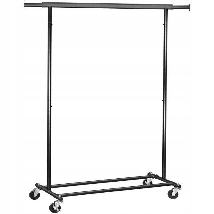 Pojazdný kovový stojan na oblečenie 92–132 cm, čierny
