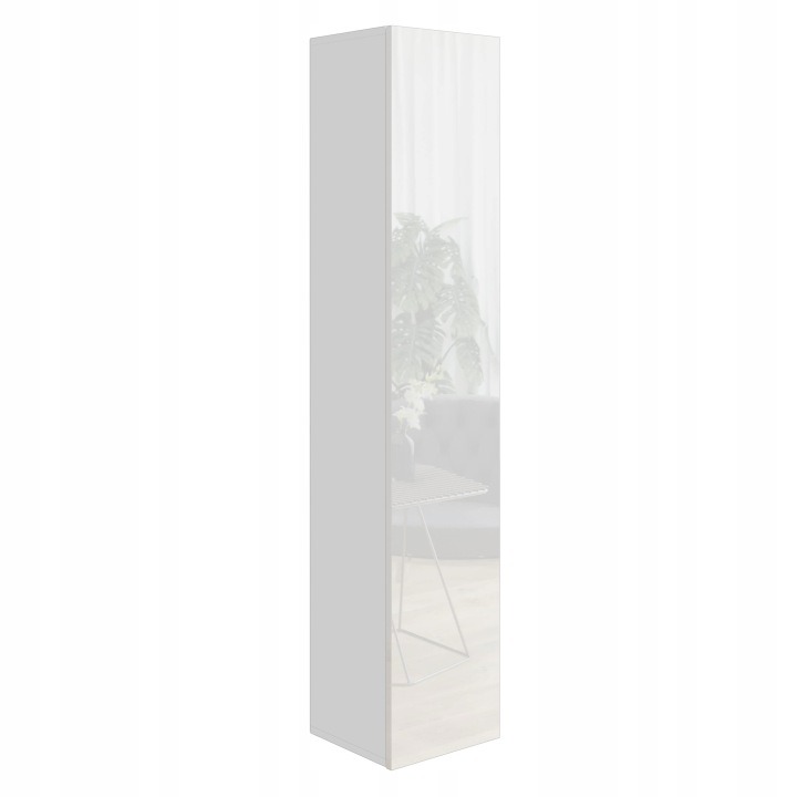 Biela závesná skrinka BroMARKT Premium s lesklým čelom, 35 × 32 × 175 cm