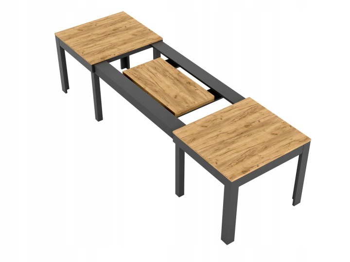 Obdĺžnikový jedálenský stôl WENUS 160–300 cm s tromi dielmi, dub Craft a čierna