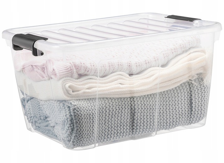 Priehľadný úložný box Plast Team Home Box 30 l s vekom