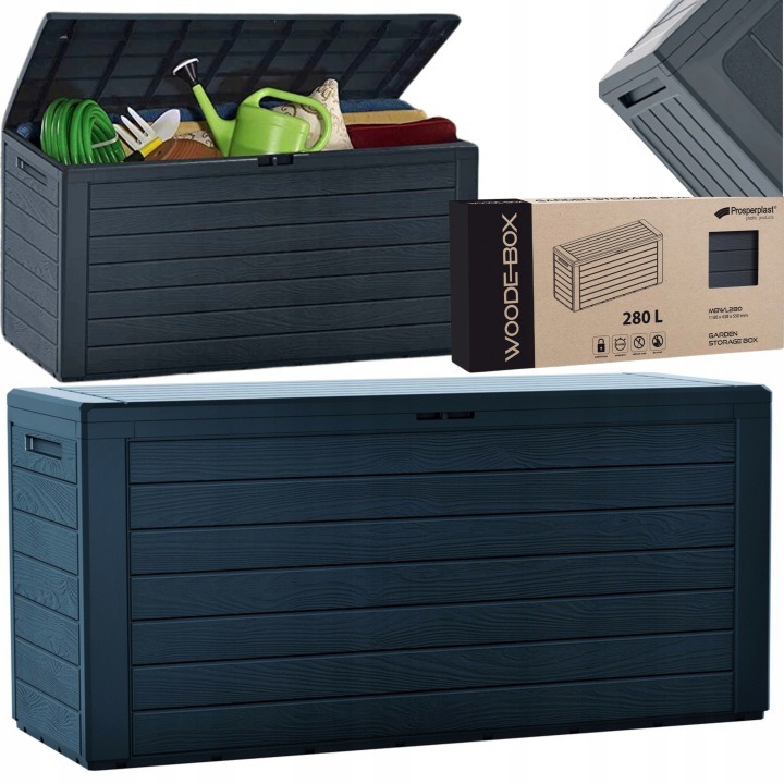 Záhradná truhlica Prosperplast WoodeBox 280 l, antracit S433