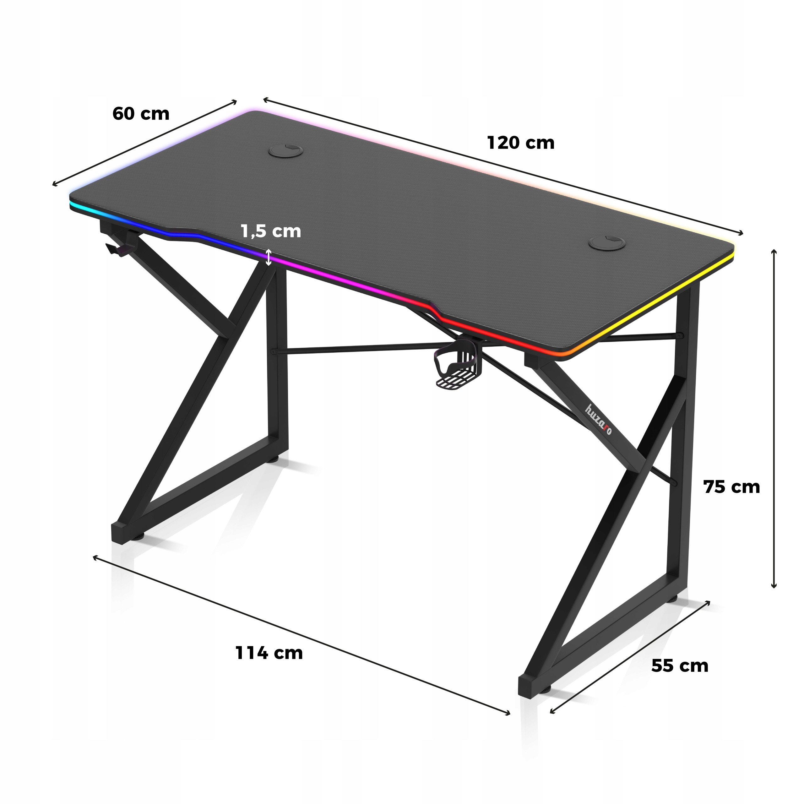 Stôl Huzaro Hero 1.7 RGB so šírkou 120 cm
