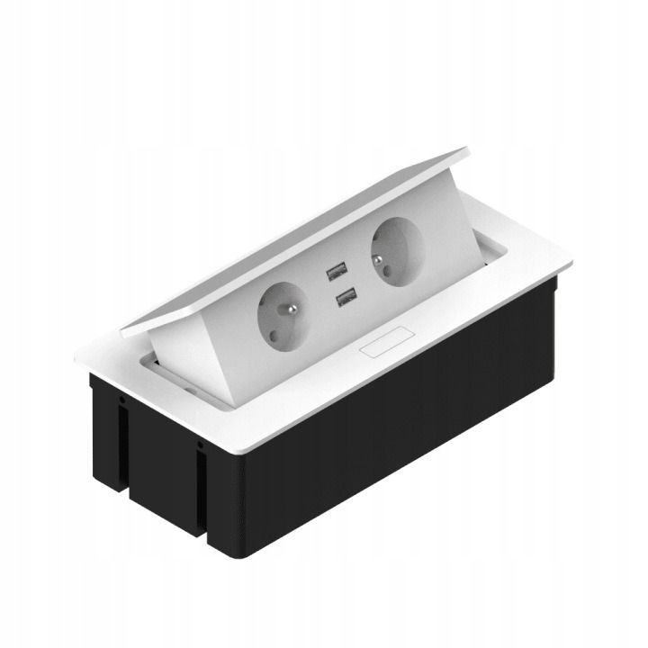 Rejs Elektrima Kwadro TR19 – biela vstavaná zásuvka 2×230 V a 2×USB