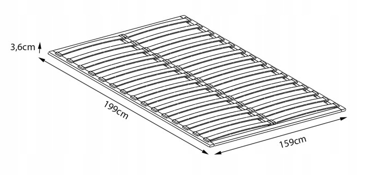 Pružný brezový rošt Moledo PL160pro 159 × 199 cm s výškou 3,6 cm