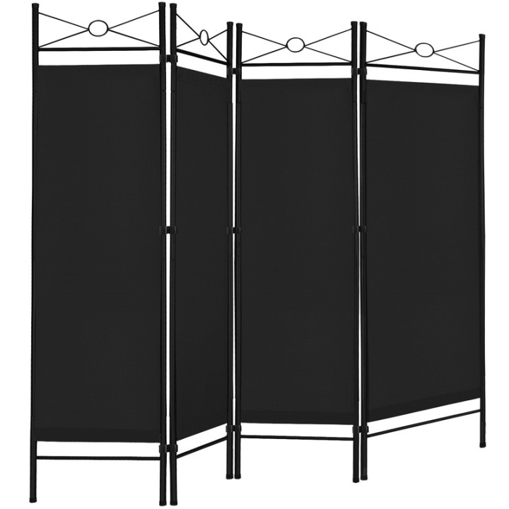 Wideshop ART-247 – štvordielny čierny paraván 163 × 180 cm