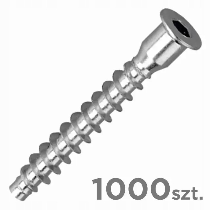 Konfirmáty Häfele 6,4 × 50 mm sú pozinkované oceľové skrutky na spájanie drevených a nábytkových dosiek. Balenie 1000 kusov sa hodí na opakovanú montáž korpusov a skriniek.