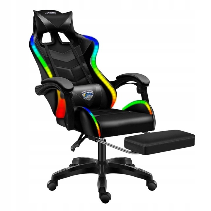 Herné kreslo FOX-9-P LED s RGB osvetlením a opierkou nôh