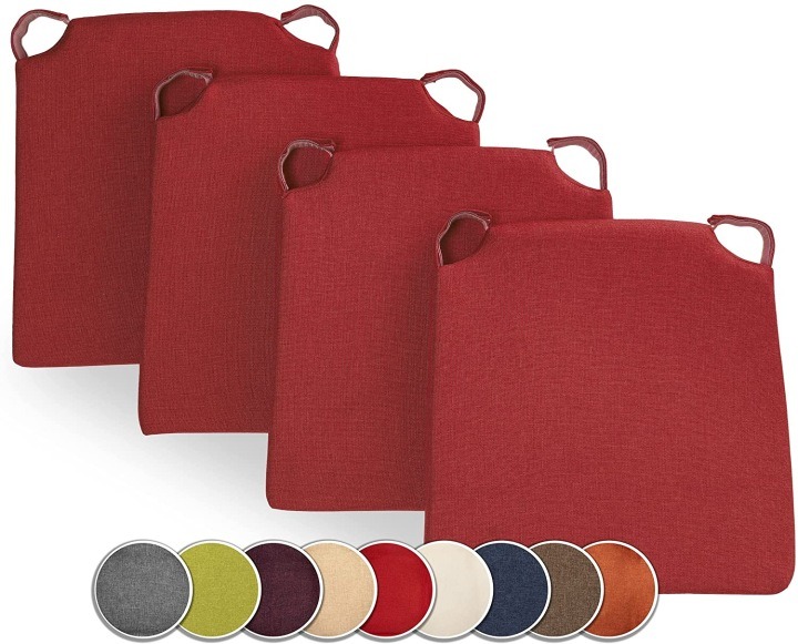 SunnyPillow Roma Red – 4 červené podsedáky 40 × 35 × 4 cm
