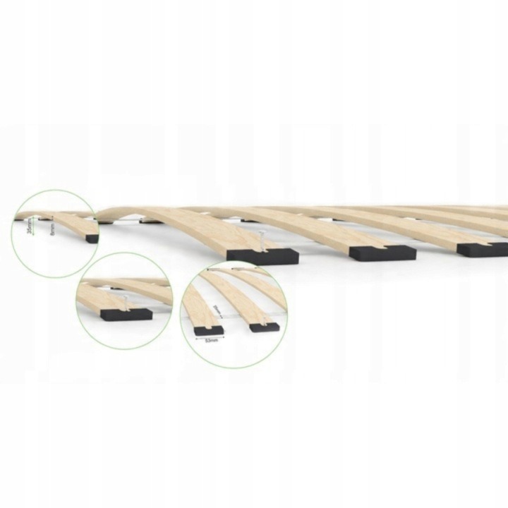 Brezový rošt s 22 lamelami pod matrac, skutočný rozmer 89,5 × 195 cm a nosnosť 200 kg
