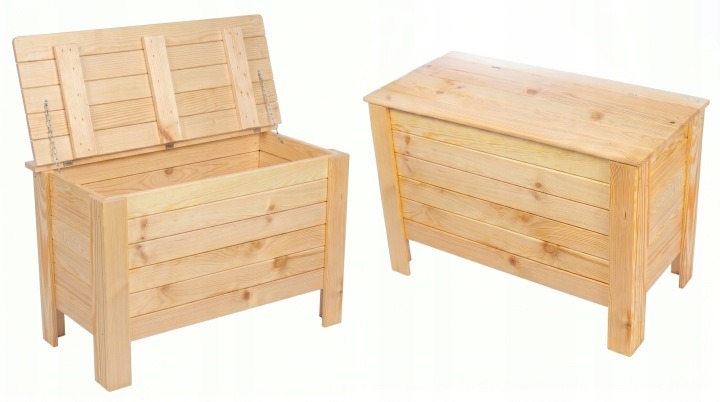 Stolmak S-102 – borovicová úložná truhlica so sedením 80 × 40 × 50 cm