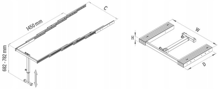 Starax S-2145-A rozkladací systém stola s nohou, antracit, 100 kg