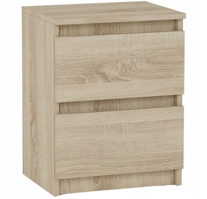 Framire R-2 – nočný stolík dub Sonoma s 2 zásuvkami, 40 × 30 × 52 cm