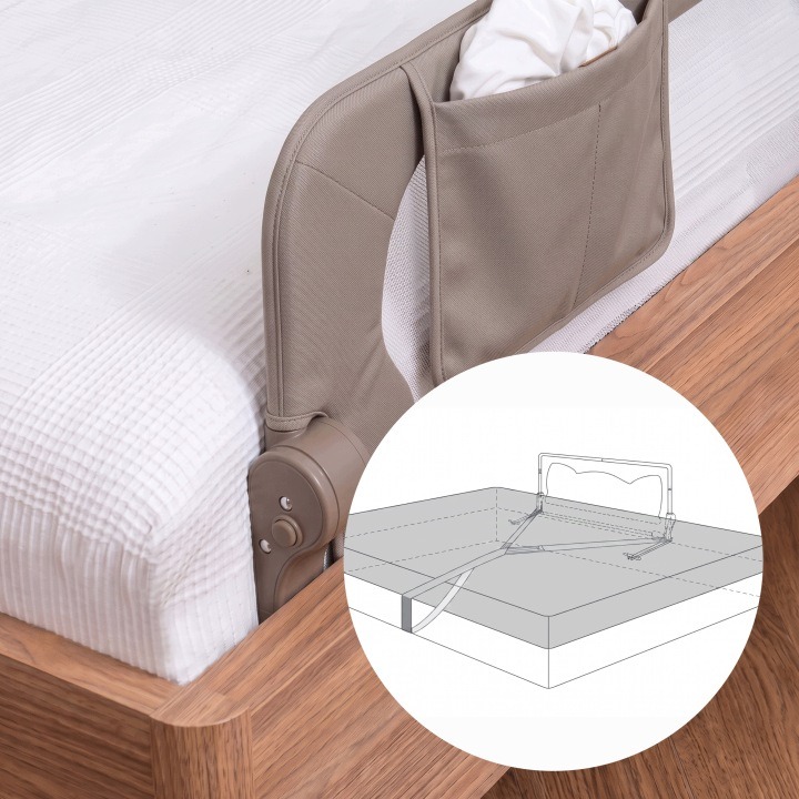 Dvojbalenie Lionelo Eva Beige Melange obsahuje dve béžové zábrany na posteľ, každú s dĺžkou 150 cm. Sieťovina, sklopný bok, poistka a dodatočné popruhy uľahčujú používanie. Model je určený pre deti od 18 mesiacov do 5 rokov; skontrolujte rozmery postele a