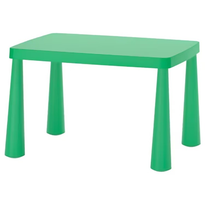 IKEA MAMMUT – jasne zelený detský stolík 77 × 55 cm