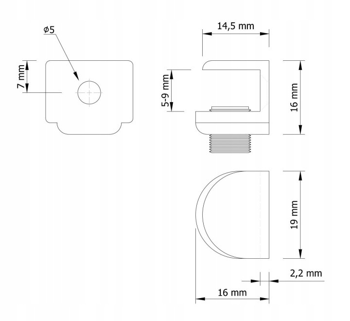 Zaisťovacie držiaky na sklo Global Service 100X12.103SN