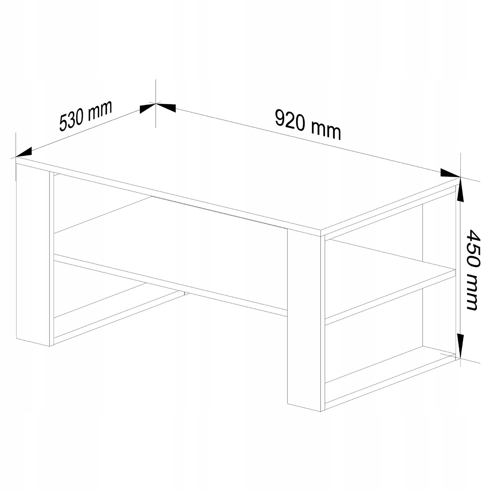 AKORD Alex konferenčný stolík dub Sonoma čierne nohy 92 cm. Konferenčný stolík AKORD Alex má hlavnú dosku 92 × 53 cm a spodnú policu na knihy či drobnosti. Dekor dub Sonoma dopĺňajú čierne nohy. Laminované dosky s hranami ABS sú určené na bežné používanie