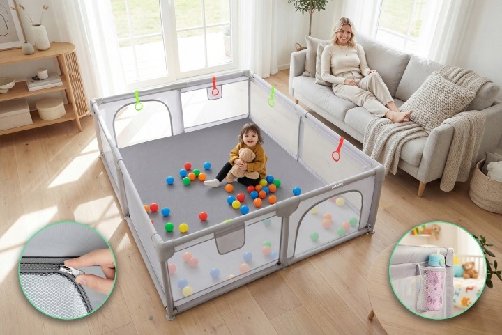 Harmony je detská ohrádka s rozmermi 180 × 200 × 65 cm. Sieťované steny umožňujú sledovať dieťa pri hre, dva bočné vstupy sa zapínajú zipsom. Súčasťou ponuky sú štyri držadlá, 50 loptičiek a transportná taška.