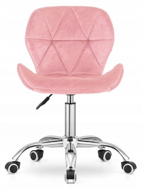 Lugano Vasto Office Pink Velvet je ružové otočné kreslo s velúrovým poťahom a prešívaným operadlom. Sedadlo má rozmery 48 × 38 cm a nastaviteľnú výšku 42–52 cm. Hodí sa k pracovnému či toaletnému stolíku; pred výberom porovnajte výšku dosky.