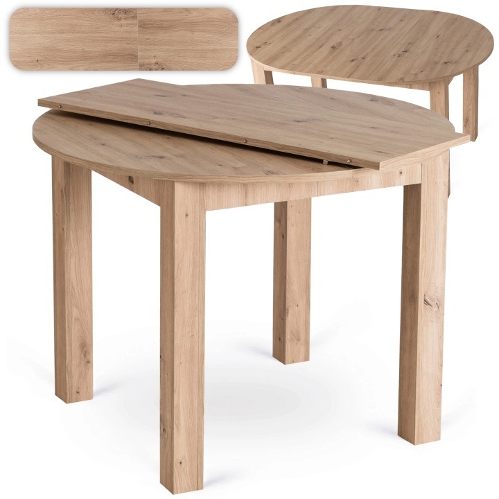 Mebel Elite HARRY – rozkladací okrúhly stôl 102–142 cm, dub Artisan