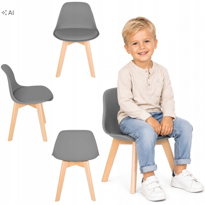 Detská stolička Meble Moskała ELZA sivá, sedadlo 35 cm