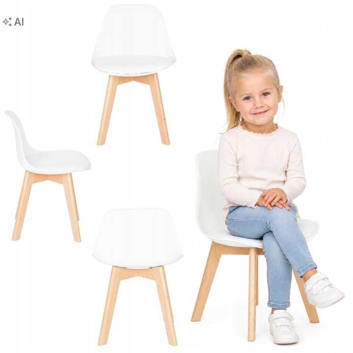Meble Moskała ELZA biela detská stolička, sedadlo 35 cm