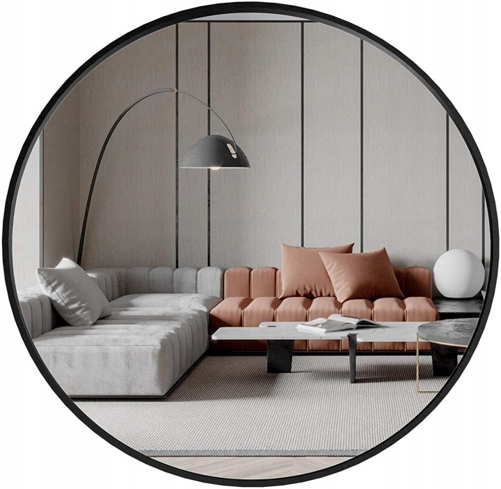 Okrúhle nástenné zrkadlo ARVENTA STYLE 60 cm s čiernym hliníkovým rámom