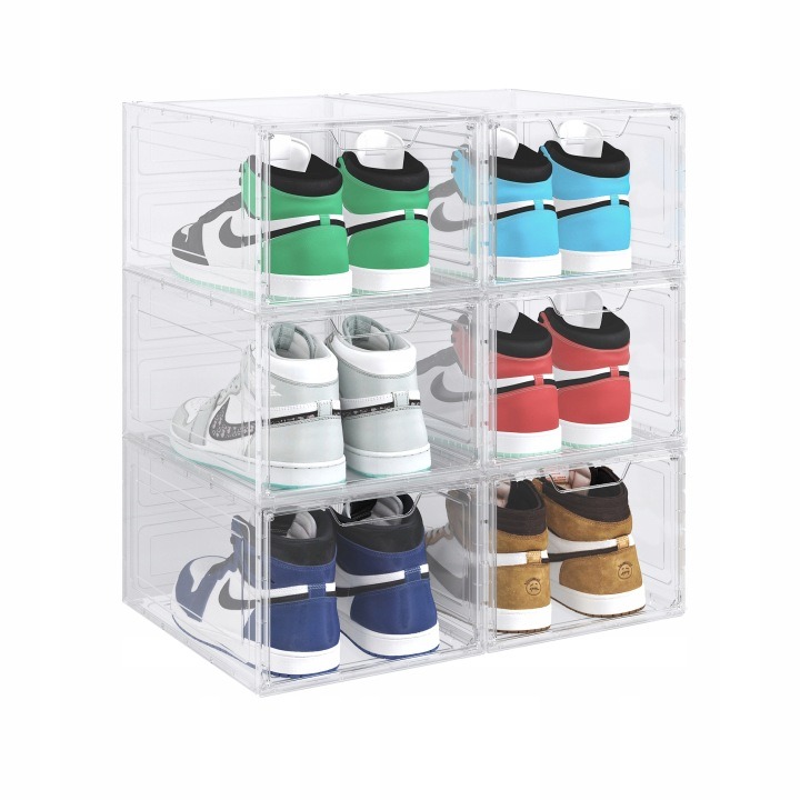 Sada 6 priehľadných boxov 4CONVY Premium XL na topánky, 34 × 25 × 18,4 cm