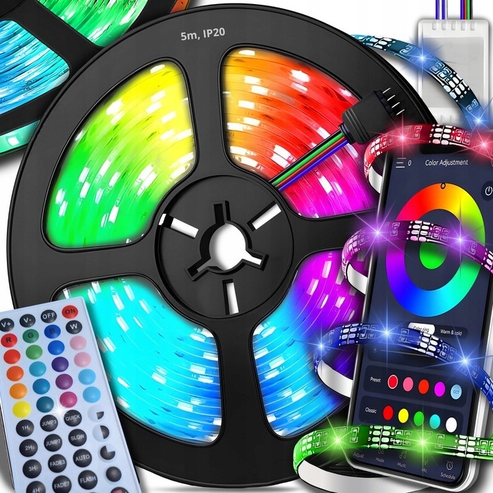 GALAXIA RGB LED pásiky 2 × 5 m s ovládačom a aplikáciou