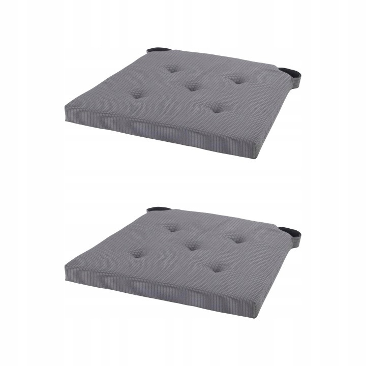 IKEA JUSTINA – 2 sivé podsedáky na stoličky, 42/35 × 40 × 4 cm