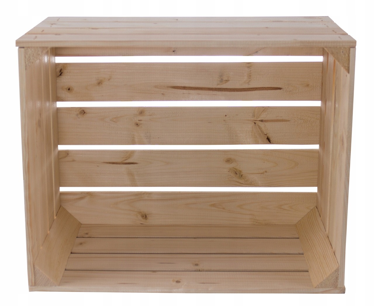 Drevená úložná debnička Eco Trade zo smrekového dreva, 50 × 40 × 30 cm. Jedna debnička zo smrekového dreva s rozmermi 50 × 40 × 30 cm. Povrch je neobrúsený a vhodný na vlastné natretie.