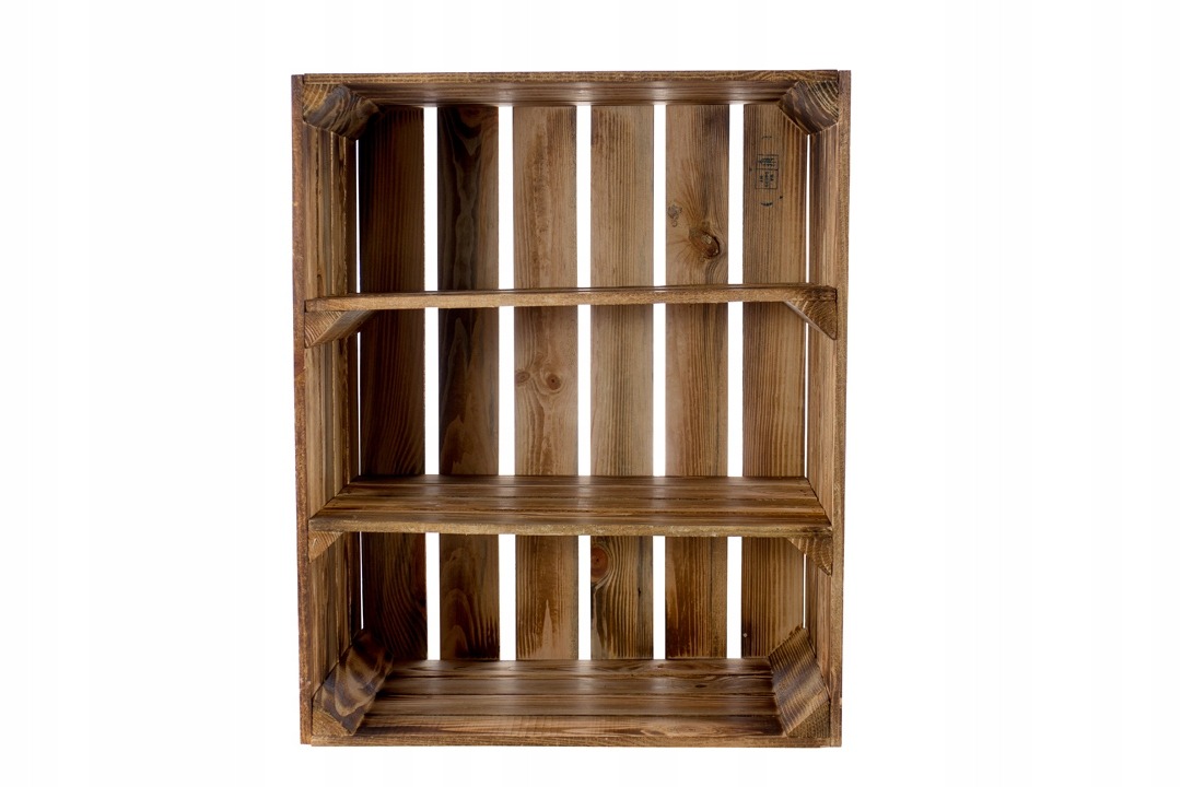 Opálená drevená debnička Eco Trade s policami, 40 × 30 × 50 cm