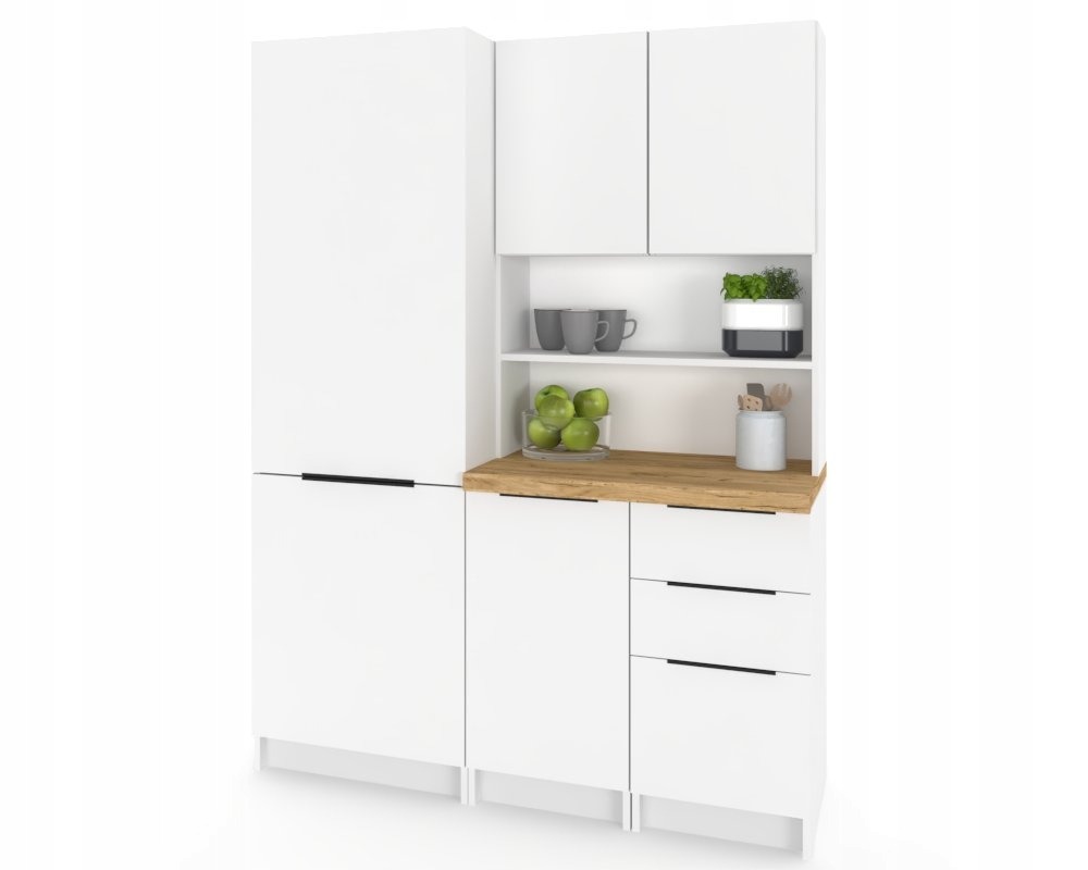 Biely matný kuchynský kredenc Krak Meble KIRA 140 cm