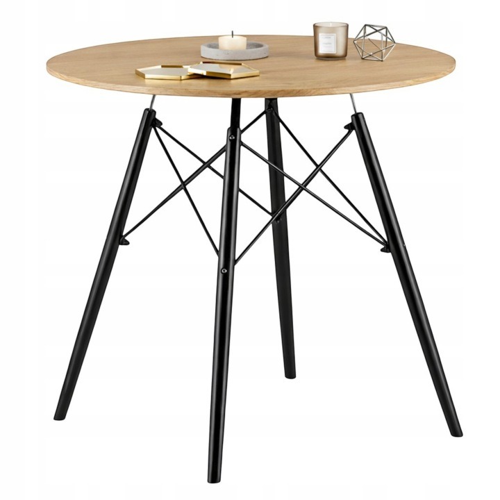 Artseries Maff home – okrúhly jedálenský stôl 80 cm s dubovým dekorom