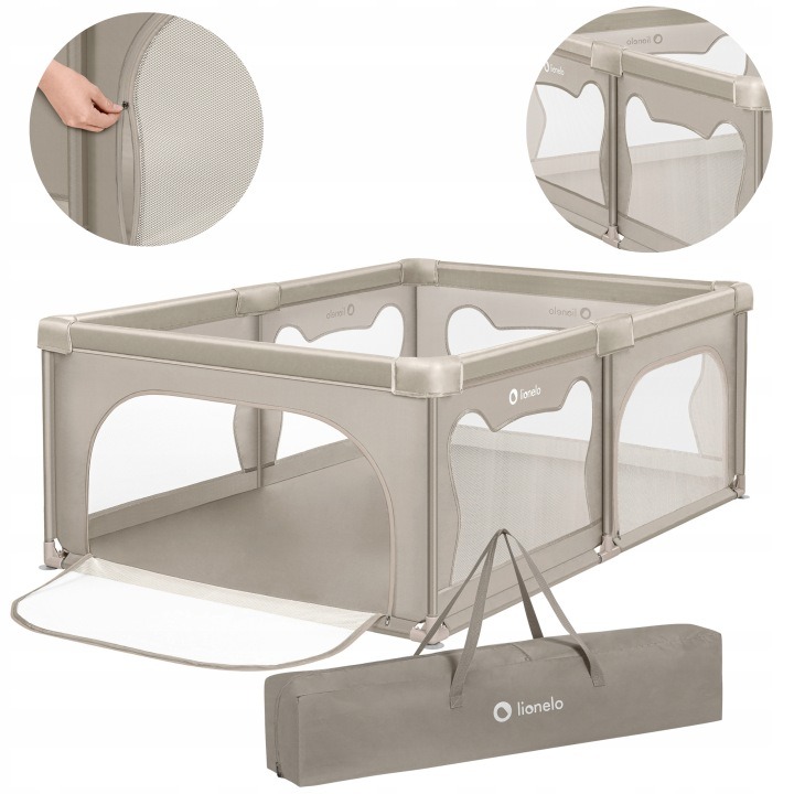 Lionelo Willow Beige Sand – skladacia detská ohrádka 127 × 187 cm