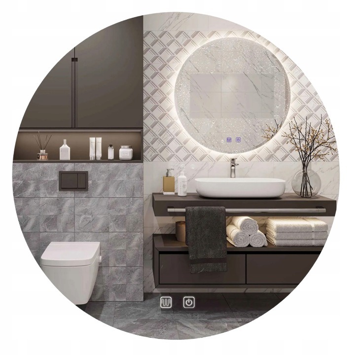 REA HZJ070 – okrúhle LED zrkadlo 70 cm s vyhrievaním